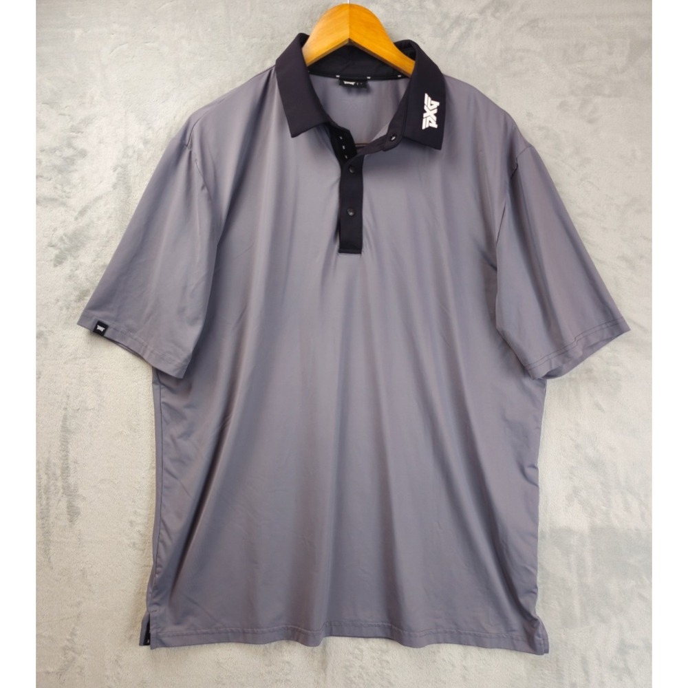 PXG Polo Shirt Mens Large Gray Short Sleeve Performance Golf